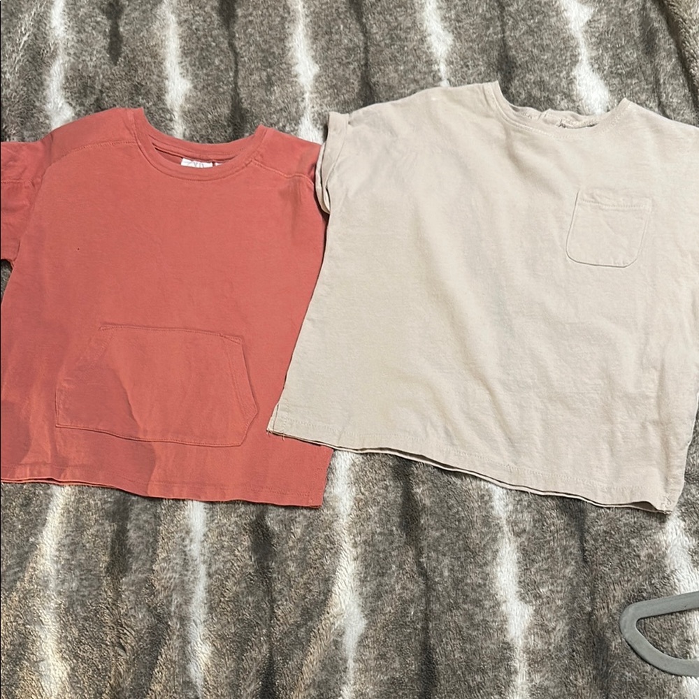 Zara Kids' Casual Pocket T-Shirts - Coral & Cream